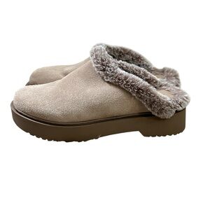 A316 Franco Sarto Waleria Clogs Suede Faux Fur Slip On Mules Size 8